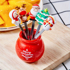 Christmas Stainless Steel Fruit Fork Set - Cartoon Shape Fork Set