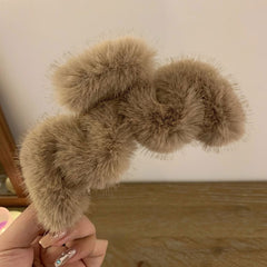Cream Rabbit Hair Clip Autumn/Winter Plush Hair Clip
