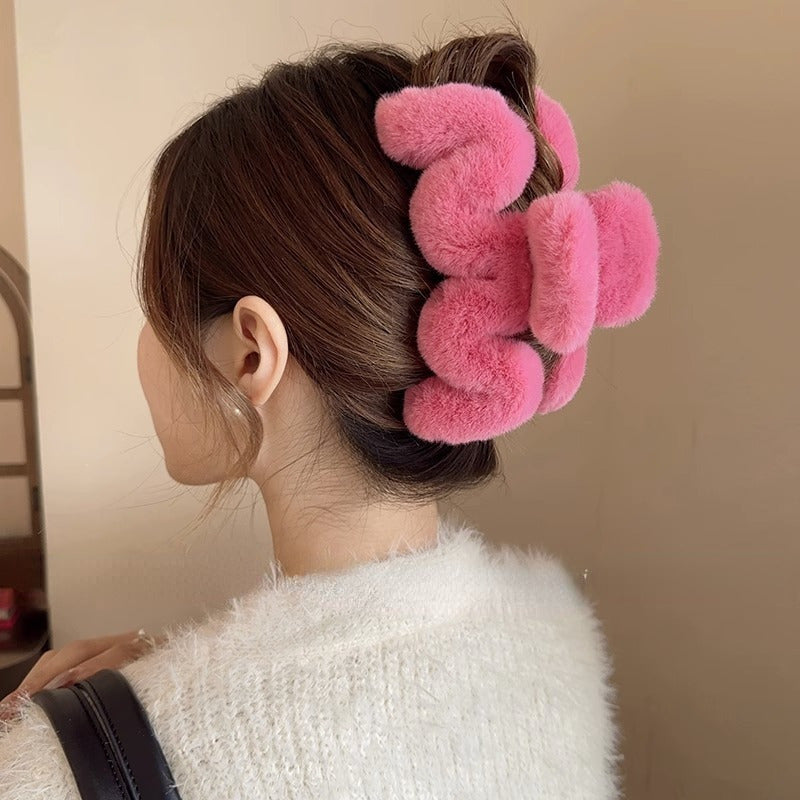 Cream Rabbit Hair Clip Autumn/Winter Plush Hair Clip