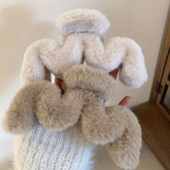 Cream Rabbit Hair Clip Autumn/Winter Plush Hair Clip