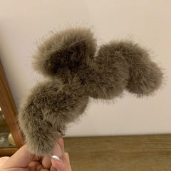 Cream Rabbit Hair Clip Autumn/Winter Plush Hair Clip