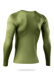 Men's Letter Print Compression Shirt Athletic Cold Weather Baselayer