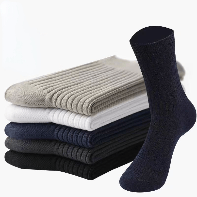 5pairs Men's Business Cotton Socks Mid-calf Crew Socks