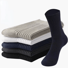 5pairs Men's Business Cotton Socks Mid-calf Crew Socks