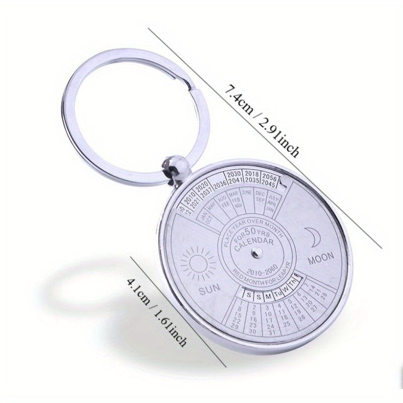 Mini Perpetual Calendar Key Chain Unisex Metal Keychain Keyring
