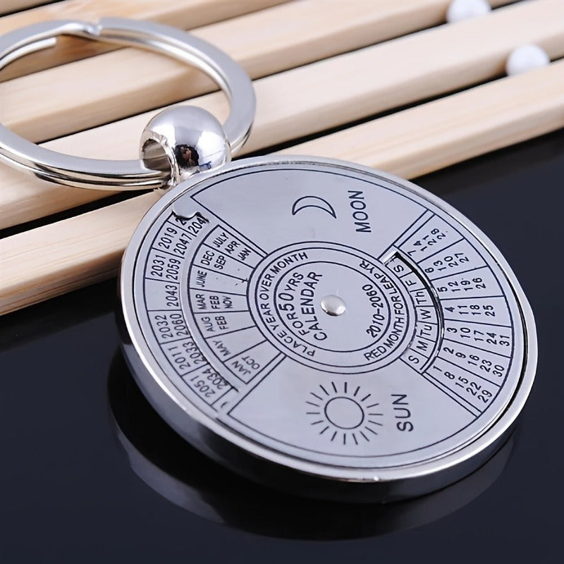 Mini Perpetual Calendar Key Chain Unisex Metal Keychain Keyring