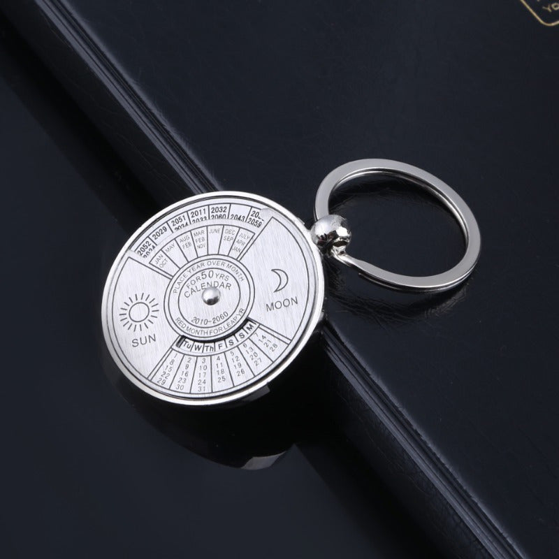 Mini Perpetual Calendar Key Chain Unisex Metal Keychain Keyring