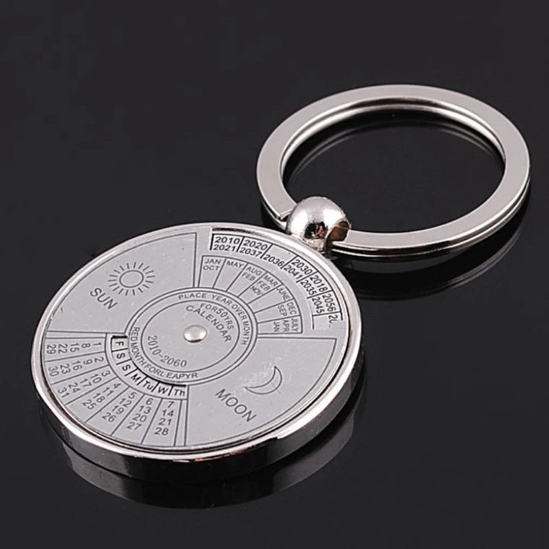 Mini Perpetual Calendar Key Chain Unisex Metal Keychain Keyring