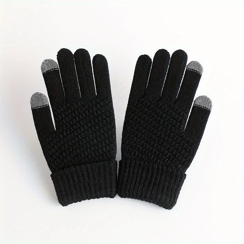 Winter Touch Screen Gloves For Men Women Warm Knitted Full Finger Gloves