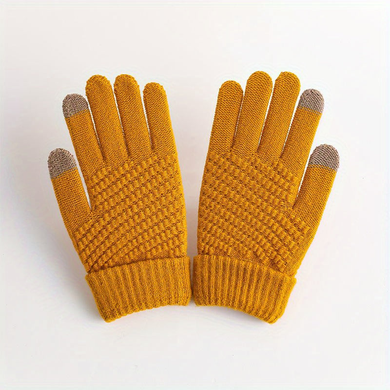 Winter Touch Screen Gloves For Men Women Warm Knitted Full Finger Gloves