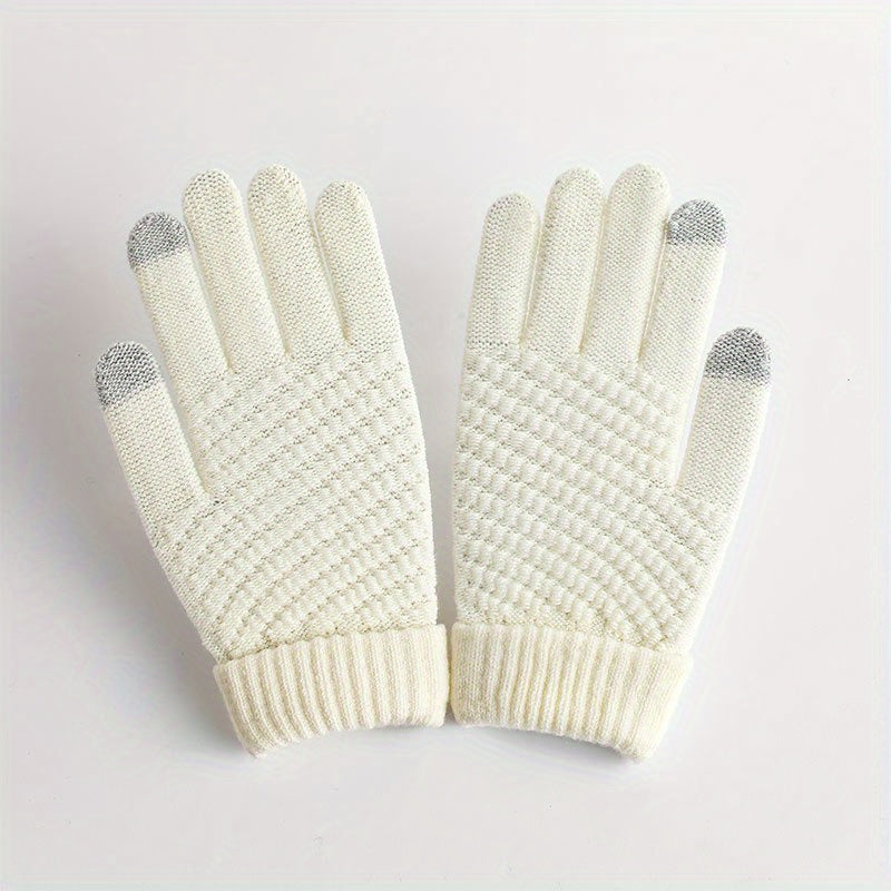 Winter Touch Screen Gloves For Men Women Warm Knitted Full Finger Gloves