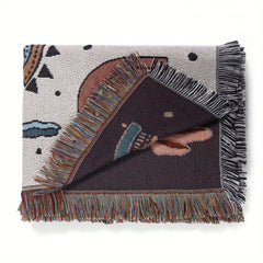 Bohemian Knitted Rainbow Tassel Blanket Outdoor Camping Sofa Blanket
