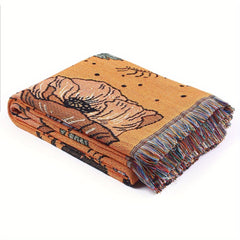 Bohemian Knitted Bee Tassel Blanket for Picnic Tapestry Sofa