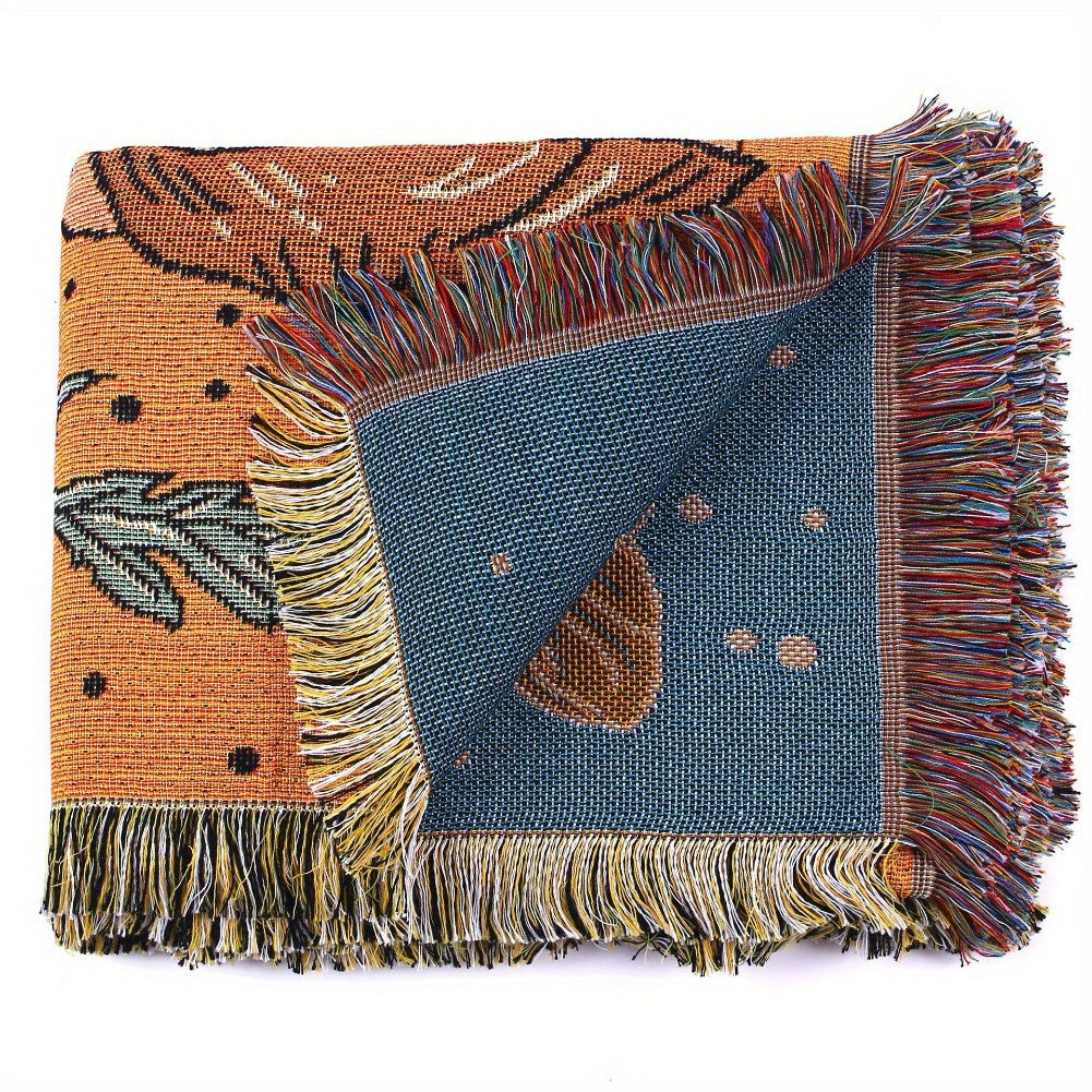 Bohemian Knitted Bee Tassel Blanket for Picnic Tapestry Sofa
