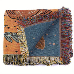 Bohemian Knitted Bee Tassel Blanket for Picnic Tapestry Sofa