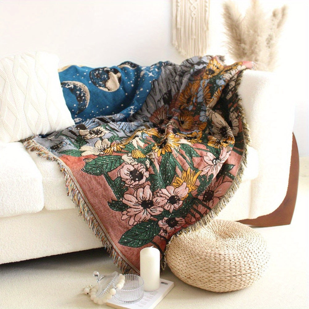 Bohemian Tassel Blanket for Camping & Picnic
