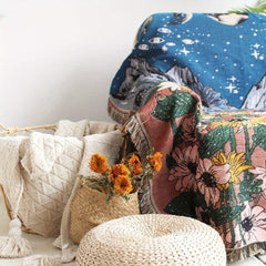 Bohemian Tassel Blanket for Camping & Picnic