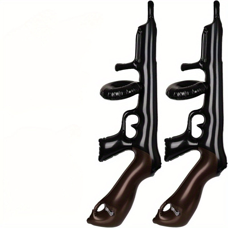 Inflatable Gun Props & Money Bag Pouch Set for Party Decorating