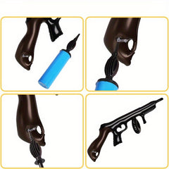 Inflatable Gun Props & Money Bag Pouch Set for Party Decorating