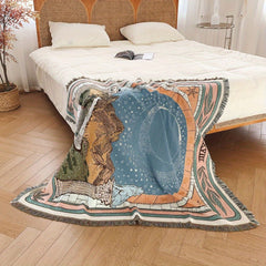 Bohemian Knitted Tassel Blanket Outdoor Camping Sofa Carpet
