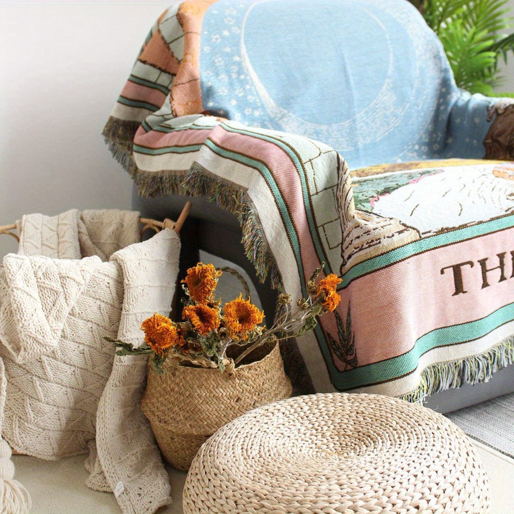 Bohemian Knitted Tassel Blanket Outdoor Camping Sofa Carpet