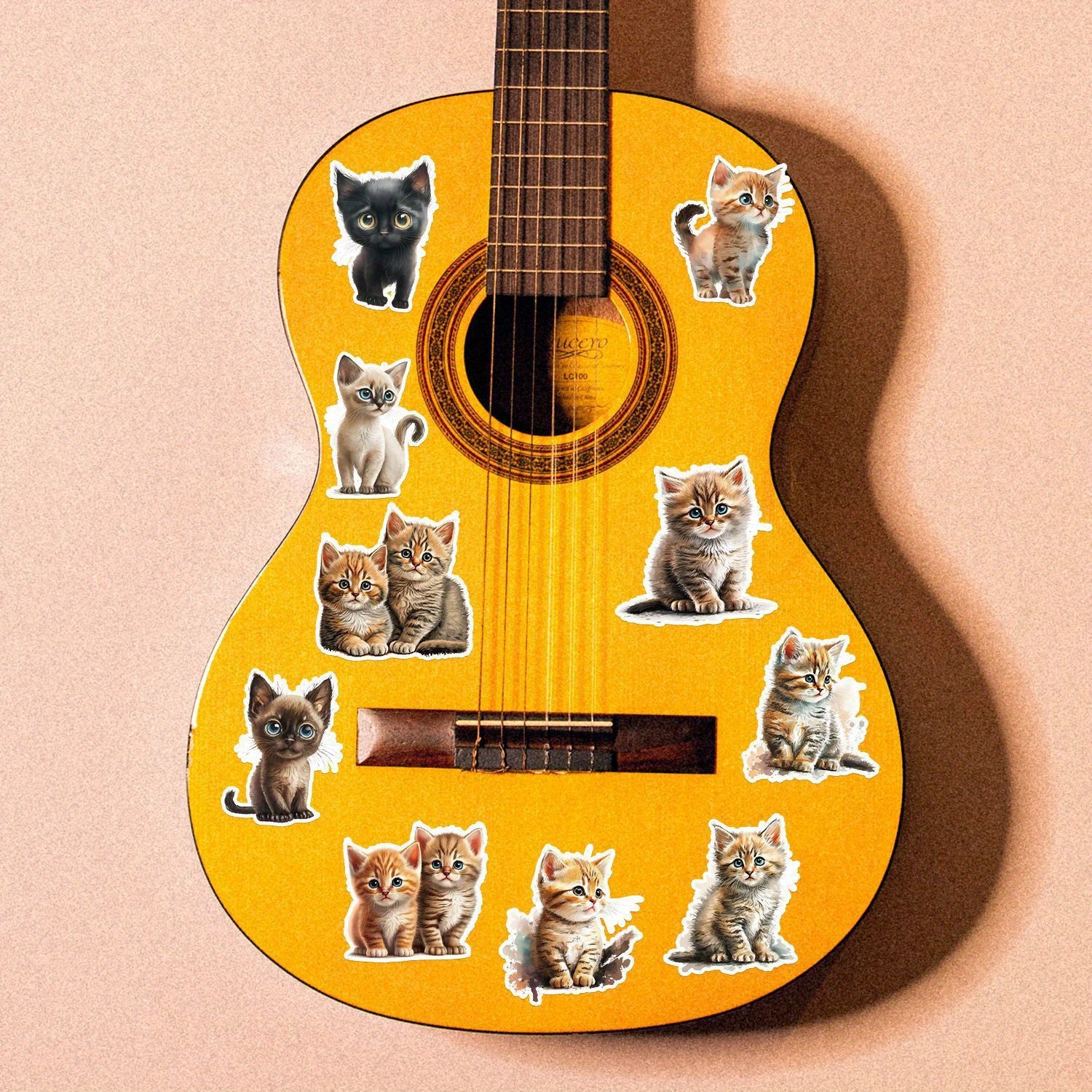 50 Big Eyed Cartoon Cat Stickers for DIY Decoration