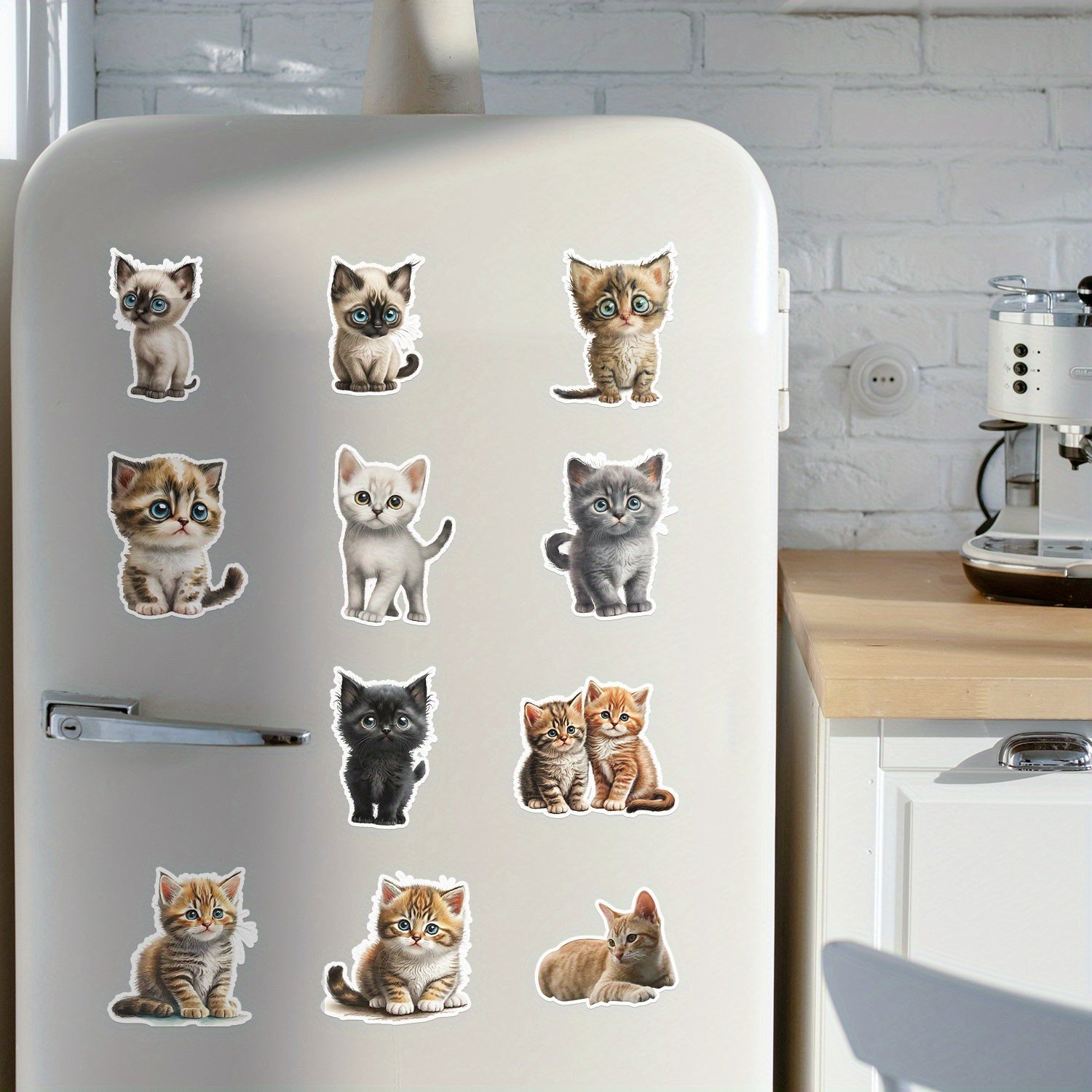 50 Big Eyed Cartoon Cat Stickers for DIY Decoration