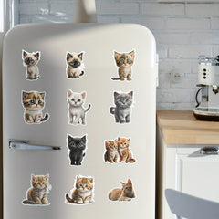 50 Big Eyed Cartoon Cat Stickers for DIY Decoration