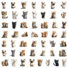 50 Big Eyed Cartoon Cat Stickers for DIY Decoration