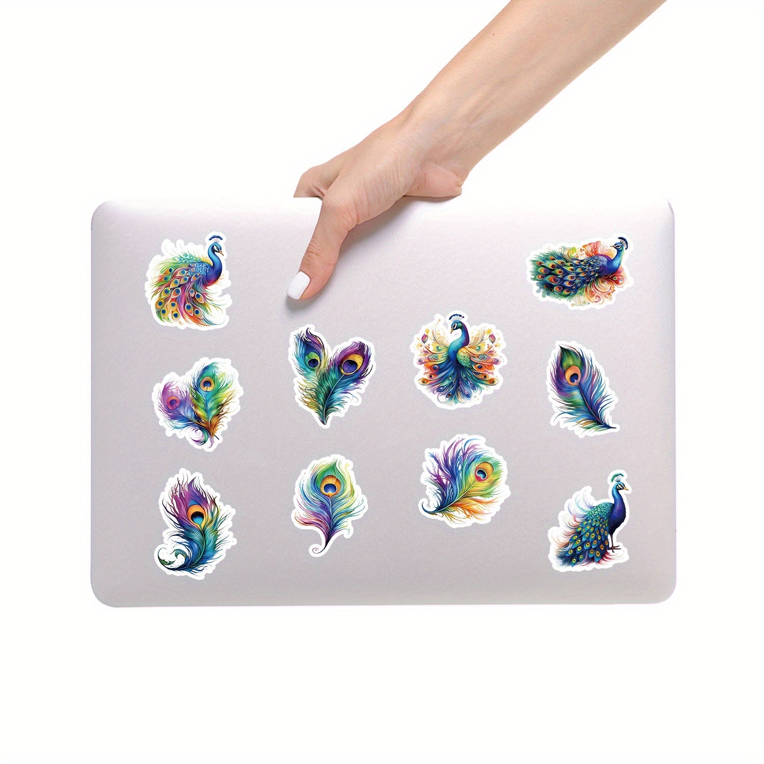 50pcs Peacock Luggage Stickers for Stationery Books Laptops Cups Mobile Cases