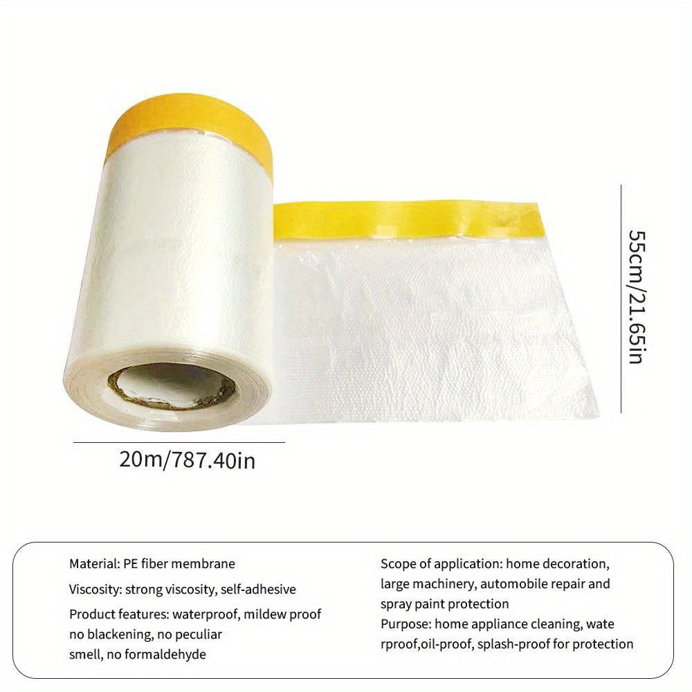 20M Plastic Pre Taped Dust Masking Film Car Auto Furniture Wardrobe Protection