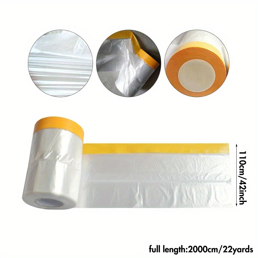 20M Plastic Pre Taped Dust Masking Film Car Auto Furniture Wardrobe Protection
