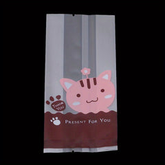 50pcs Cat Pattern Biscuit Cookie Bag Plastic Packaging For Cookies Snacks