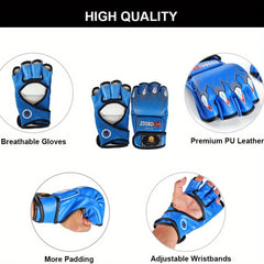 Half Finger Boxing Gloves Adjustable Wristband Fitness Training Gloves