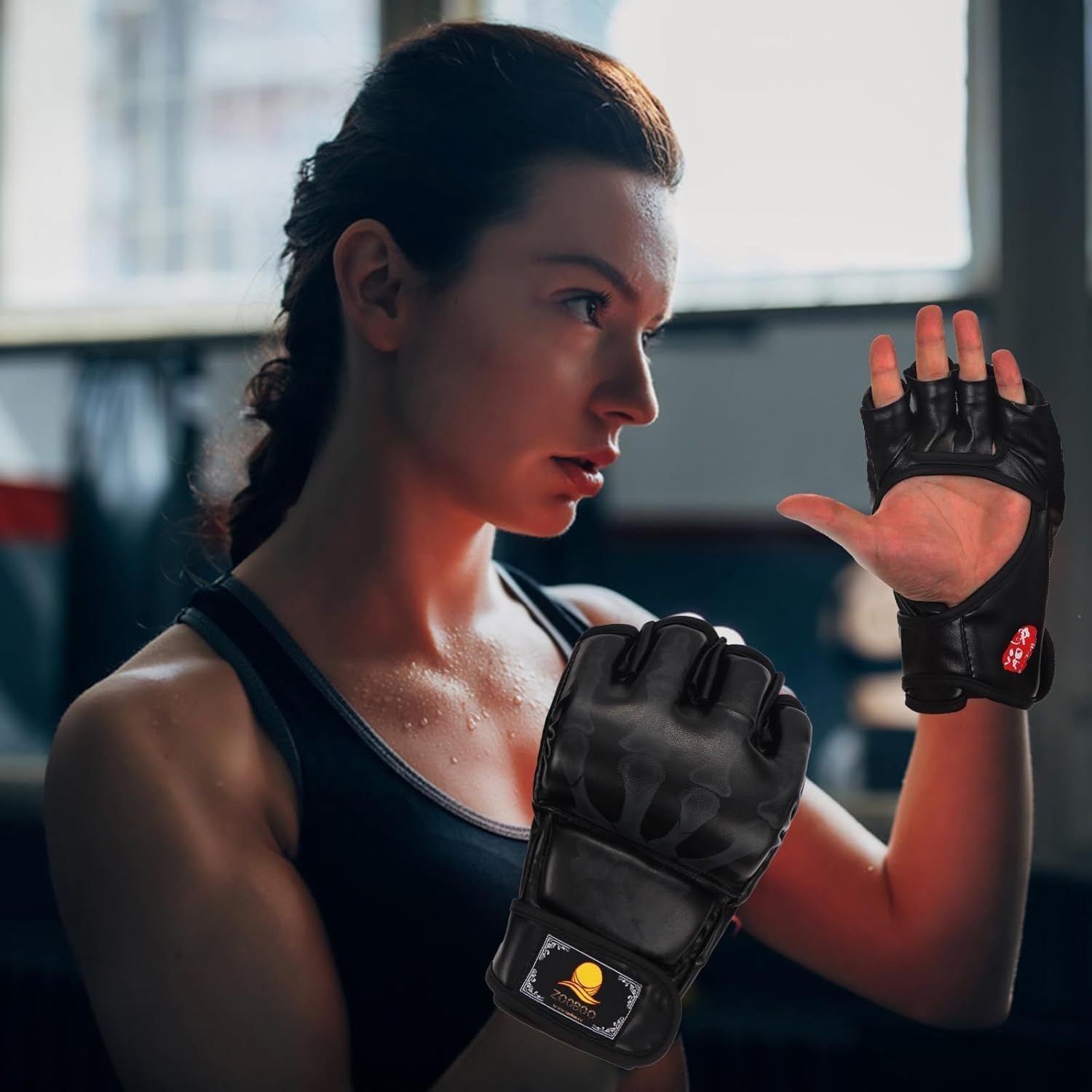 Half Finger Boxing Gloves Adjustable Wristband Fitness Training Gloves