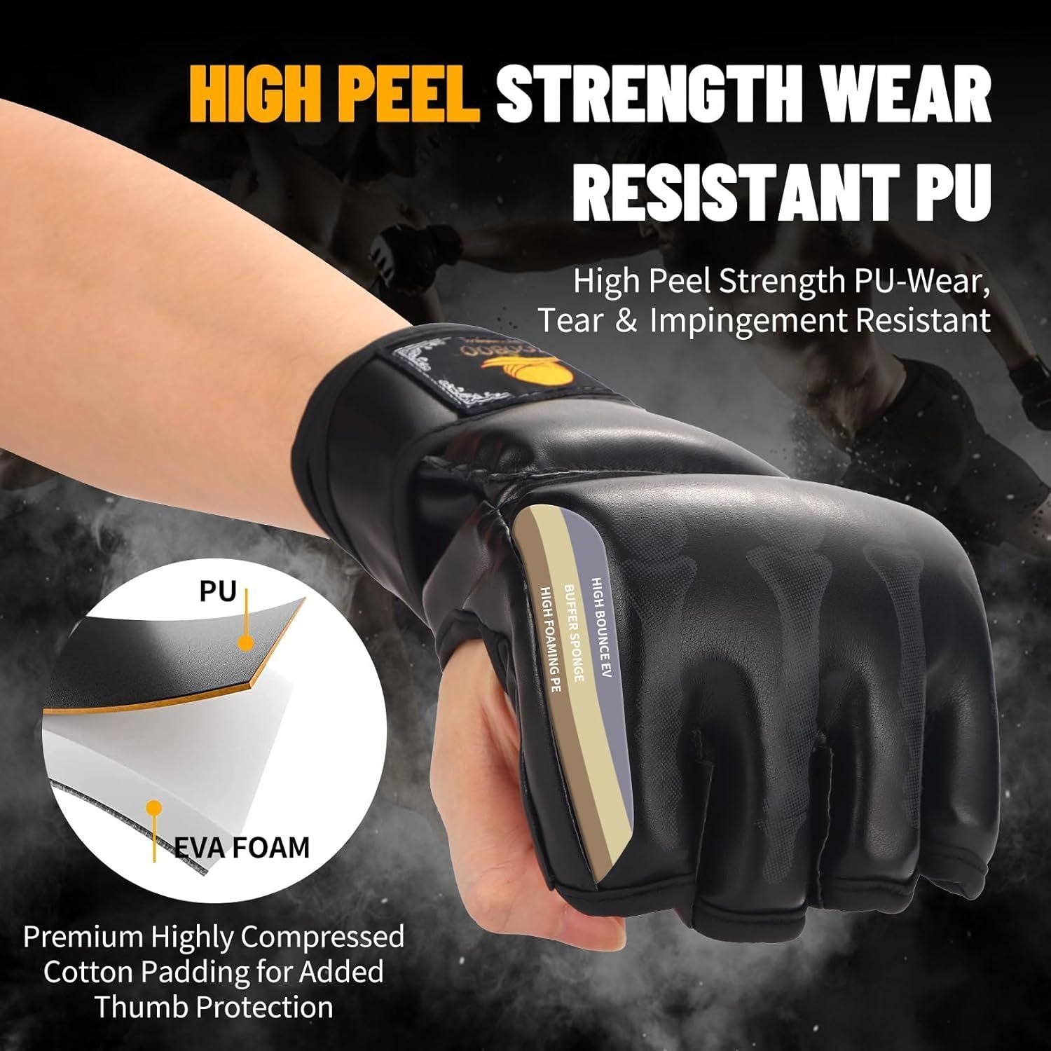 Half Finger Boxing Gloves Adjustable Wristband Fitness Training Gloves
