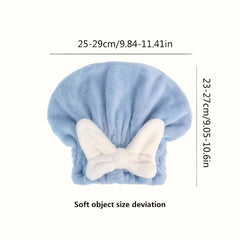 Hair Drying Towel with Bow Shower Cap