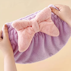 Hair Drying Towel with Bow Shower Cap