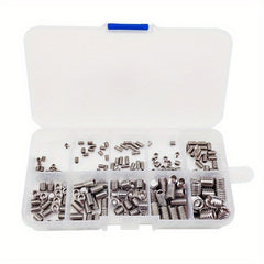 200pcs 304 Stainless Steel Screws Set Hex Head Flat Head Headless Screws