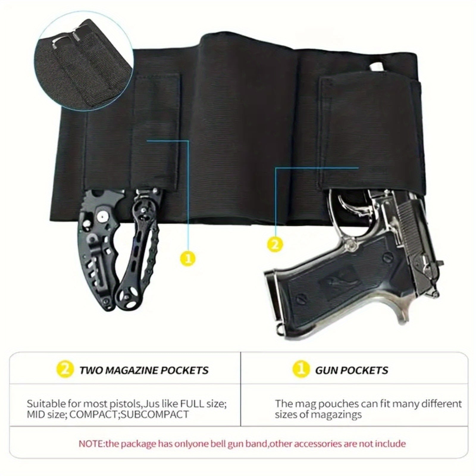 Outdoor Invisible Elastic Waist Holster Belly Leather Case - Hidden Carry