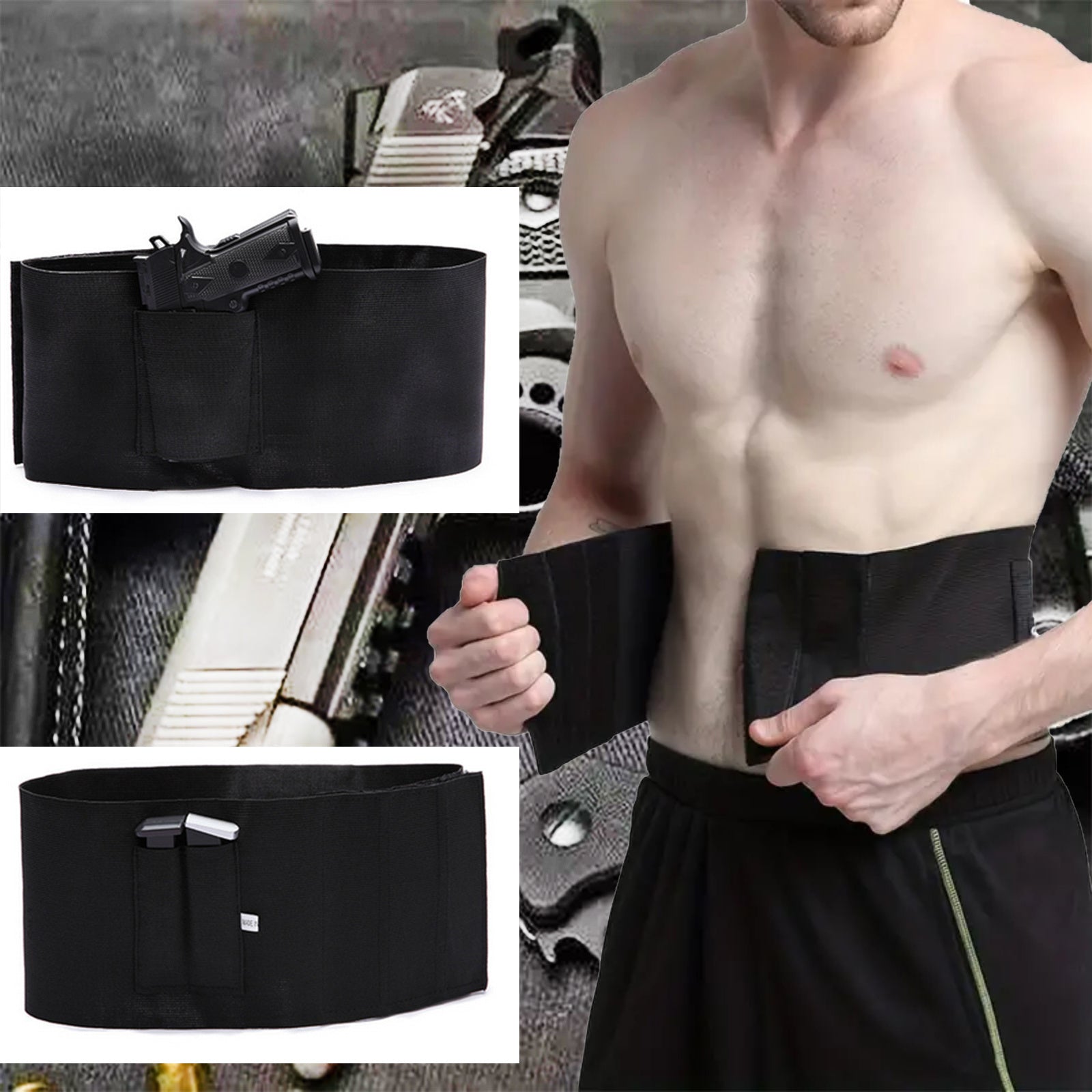 Outdoor Invisible Elastic Waist Holster Belly Leather Case - Hidden Carry