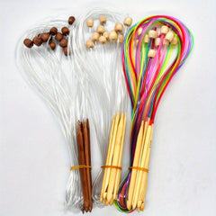 12pcs Carbonized Bamboo Knitting Needles Rug Weave Afghan Crochet Hook Set