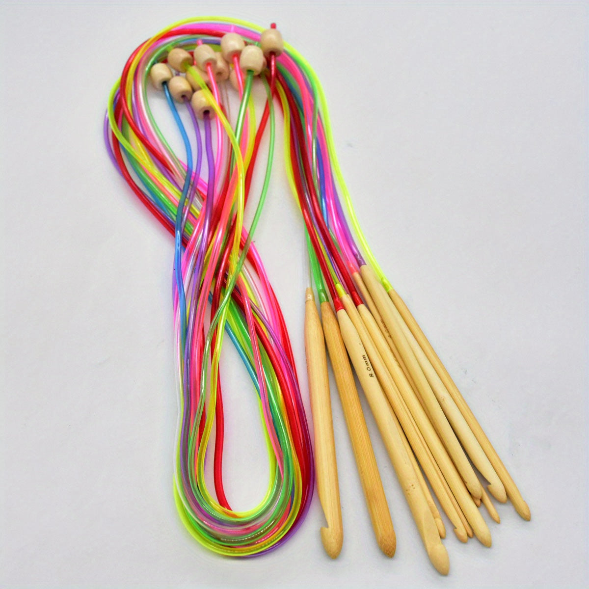 12pcs Carbonized Bamboo Knitting Needles Rug Weave Afghan Crochet Hook Set