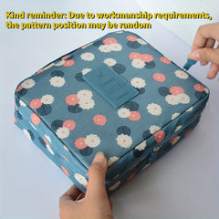 Flowers Printing Storage Bag Crochet Tools Organizer Portable Cosmetic Bag