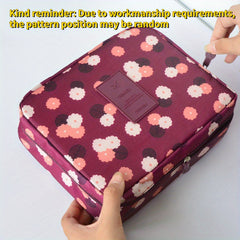 Flowers Printing Storage Bag Crochet Tools Organizer Portable Cosmetic Bag