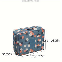 Flowers Printing Storage Bag Crochet Tools Organizer Portable Cosmetic Bag