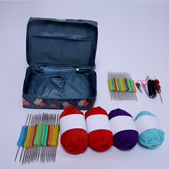 Flowers Printing Storage Bag Crochet Tools Organizer Portable Cosmetic Bag