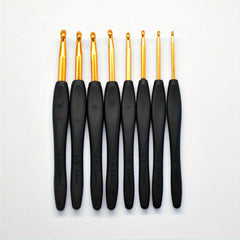 8pcs Grey Crochet Hooks Set Aluminum Alloy Head 2mm-6.0mm DIY Hand Sweater Sewin