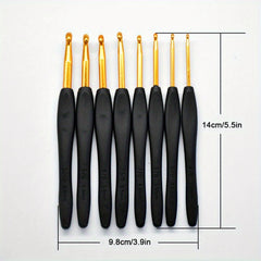 8pcs Grey Crochet Hooks Set Aluminum Alloy Head 2mm-6.0mm DIY Hand Sweater Sewin