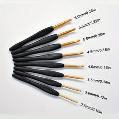 8pcs Grey Crochet Hooks Set Aluminum Alloy Head 2mm-6.0mm DIY Hand Sweater Sewin